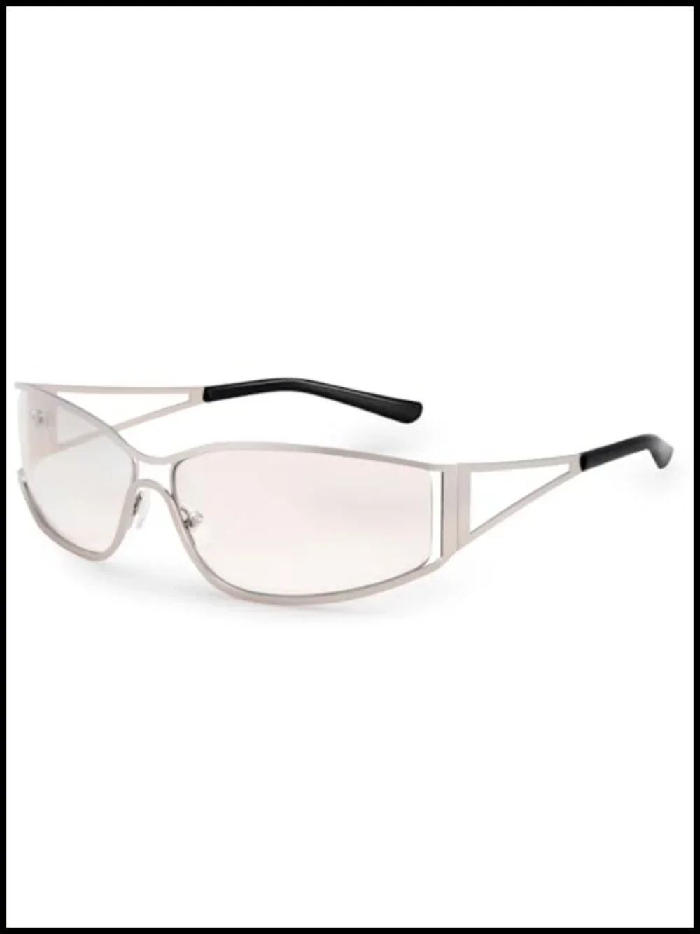 Y2K Rimless Sunglasses Women Retro 2000s Wrap Around UV400 Metal